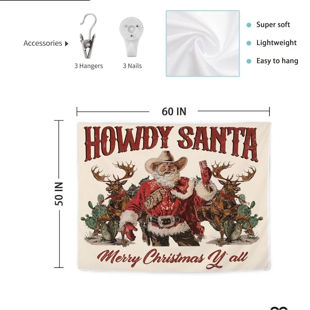 Howdy Santa Christmas Tapestry - Red and White